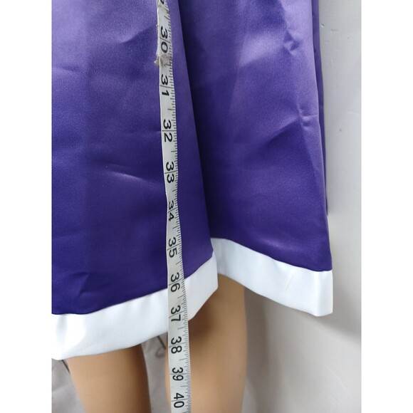 Juliet Fashion Milex Purple White Dress Spaghetti Strap Bow Sz L - Picture 5 of 7